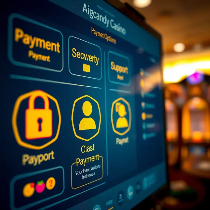 Secure payment options and customer support icons on a digital interface