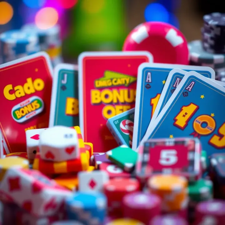 Overview of Big Candy Casino Bonus Codes Colorful casino tokens and cards representing various bonus offers
