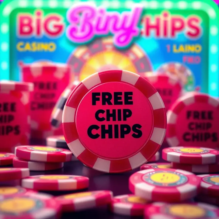 Bright and colorful casino chips highlighting Big Candy Casino's free chip promotions