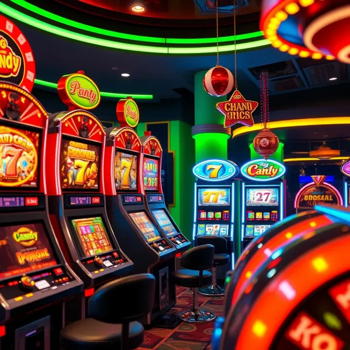 Display of various casino games including slots and card games available on Big Candy Casino platform