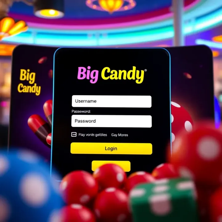 Screenshot of login interface for Big Candy Casino in Australia showing username and password fields