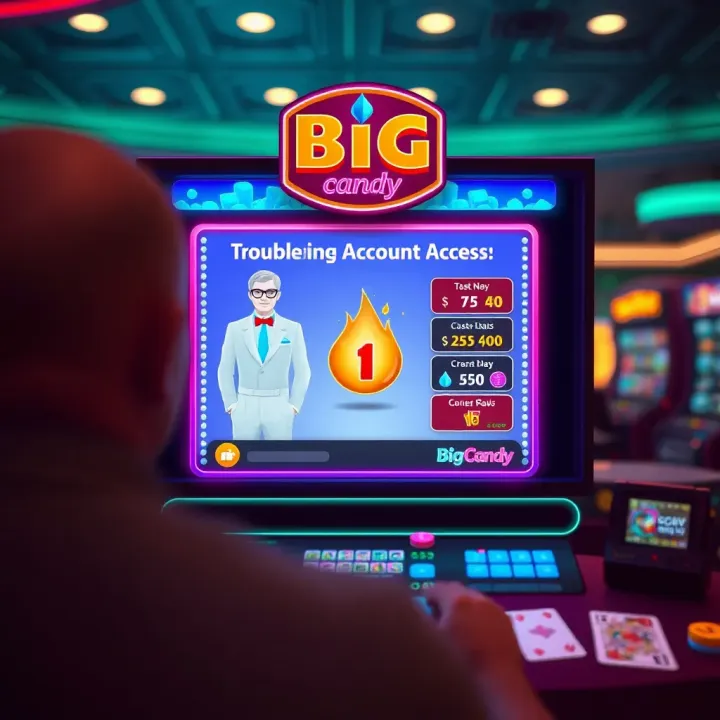 Digital illustration of troubleshooting common account access issues on Big Candy Casino platform