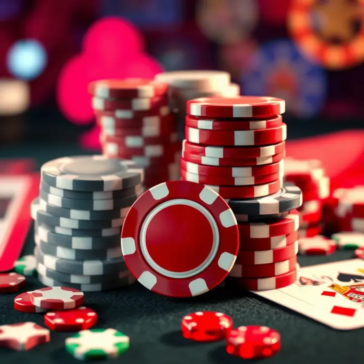 Bright casino chips and playing cards symbolizing online gaming excitement