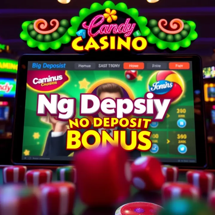 Big Candy Casino No Deposit Bonus Offer Overview Illustration showing a vibrant casino interface highlighting the no deposit bonus offer