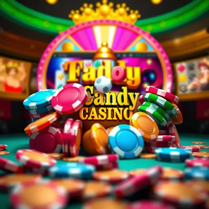 Visual representation of a casino bonus with colorful chips and coins surrounding a digital casino interface