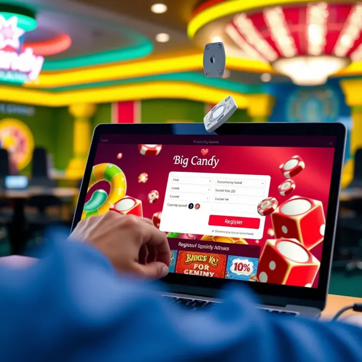 User registering account on Big Candy Casino website