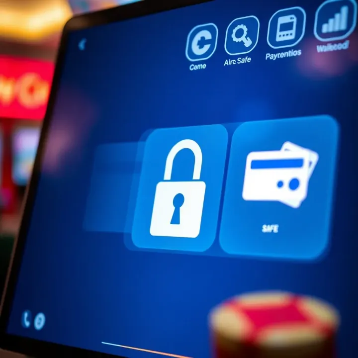 Secure online payment interface with credit card and digital wallet icons indicating safe transactions