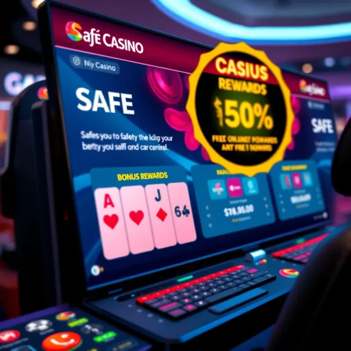 Secure online casino platform interface highlighting safety features and bonus reward notifications