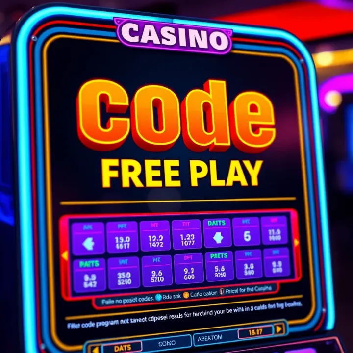 Digital interface showing code redemption for casino free play