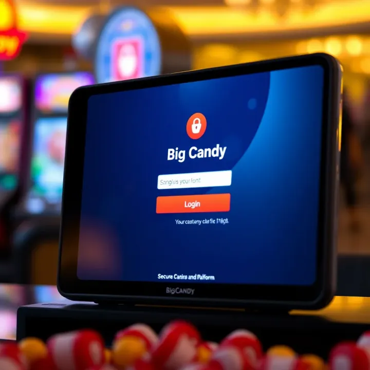 User interface showing secure login screen for Big Candy platform on a digital device