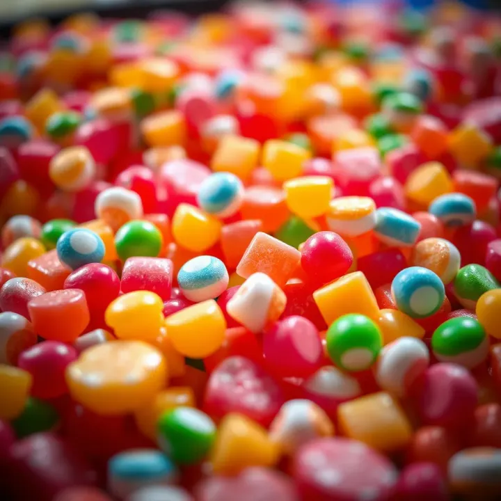 Colorful candy pieces representing online casino bonuses
