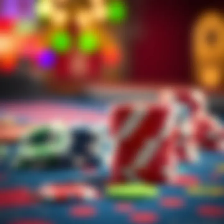 Bright casino chips stacked on a colorful gaming table, symbolizing a generous bonus offer