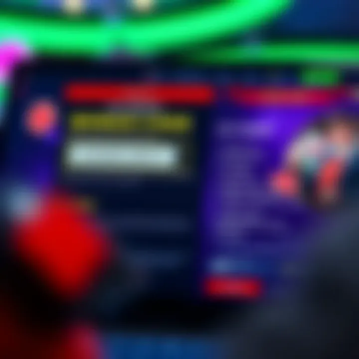 Graphic showing an online casino interface with highlighted bonus code entry and terms checklist