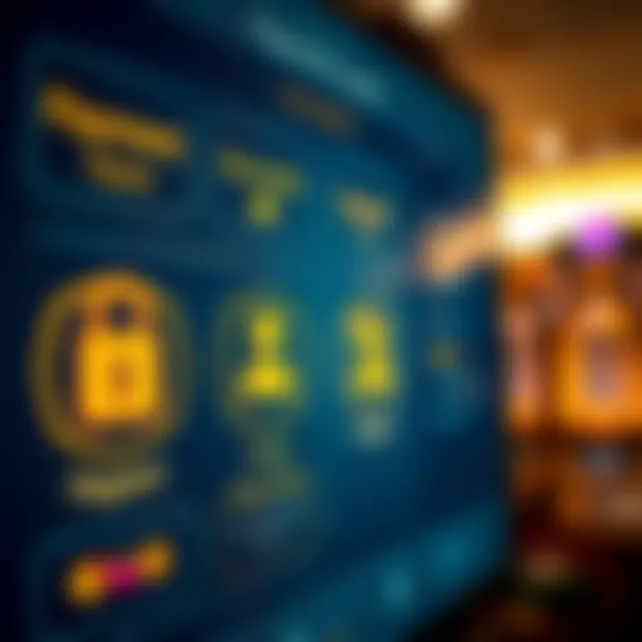 Secure payment options and customer support icons on a digital interface