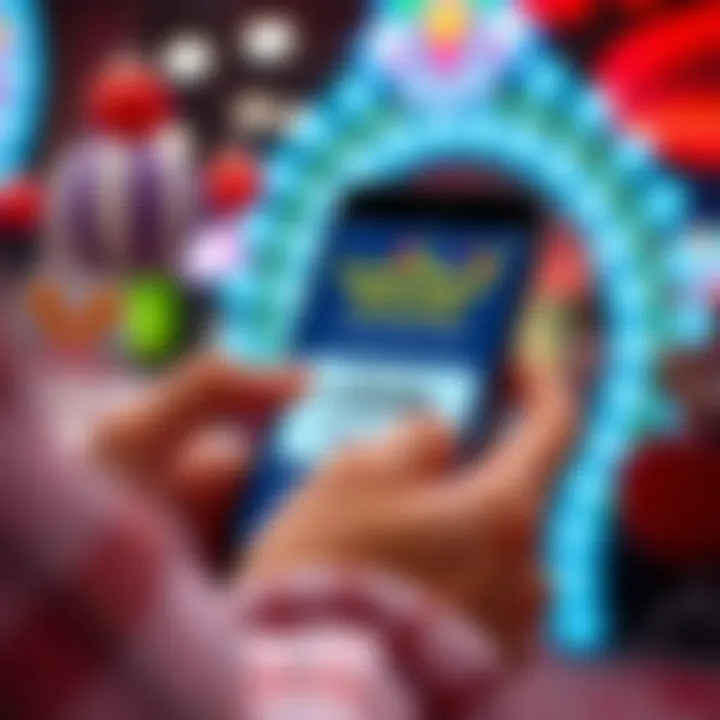 Illustration of a digital coupon code being applied on a mobile device for candy rewards