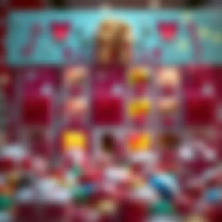 Festive advent calendar filled with assorted colorful candies and chocolates behind each door