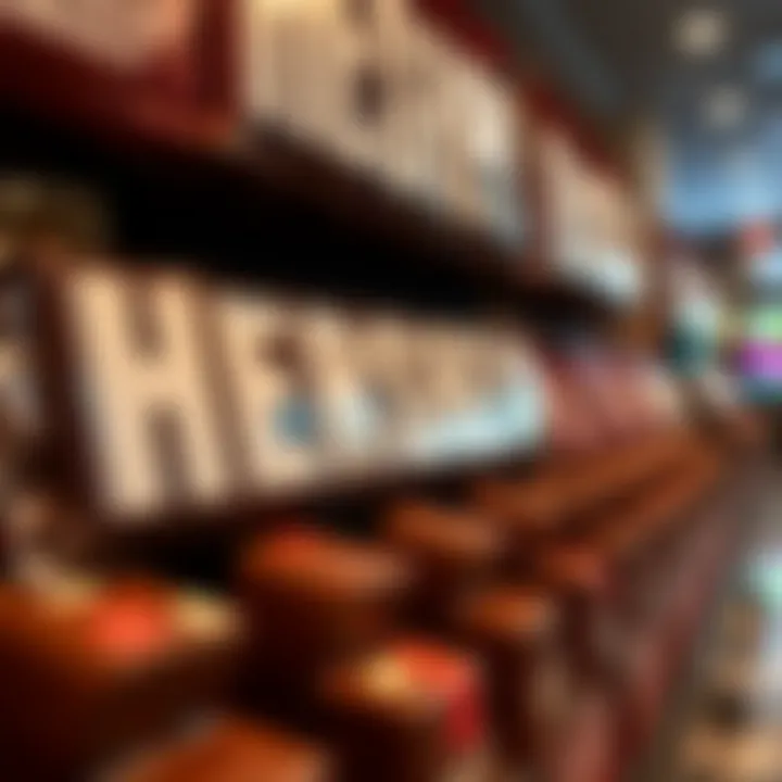 Display of oversized Hershey's chocolate bars in various flavors at a retail location