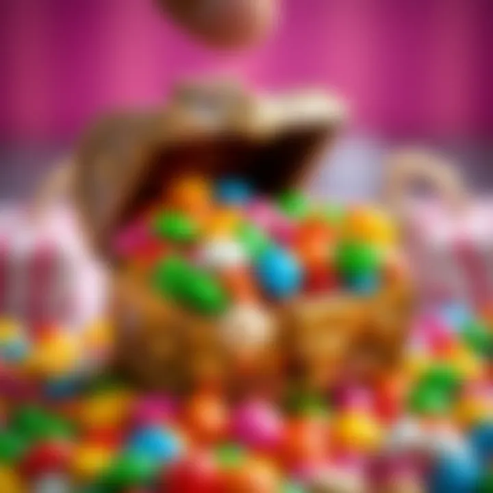 Colorful candy pieces forming a reward treasure chest symbolizing bonus codes in candy-themed games