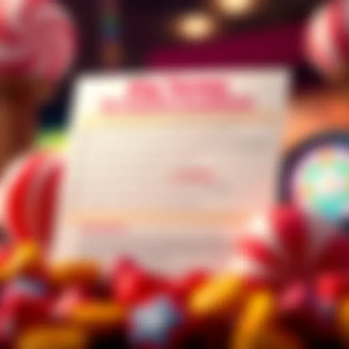 Graphic illustrating terms and conditions checklist alongside bonus rewards in Big Candy slots