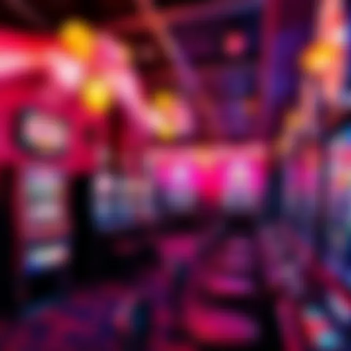 Casino floor decorated with candy motifs and vibrant gaming machines