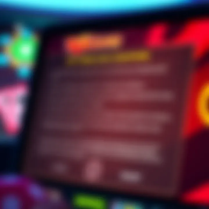 Key Terms and Conditions for Bonus Redemption Illustration of bonus terms and conditions displayed on a virtual casino interface