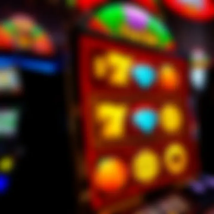 Illustration of a casino slot machine with glowing symbols representing free spins and bonuses