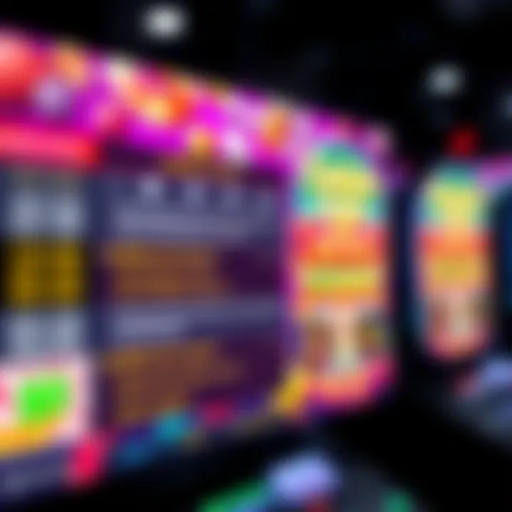 Digital interface showing a list of active casino codes with a background of vibrant candy graphics