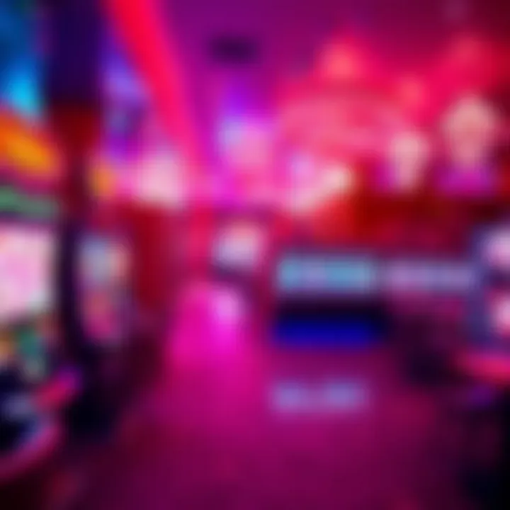 Interior design concept with bright candy displays integrated into a modern gaming lounge setting