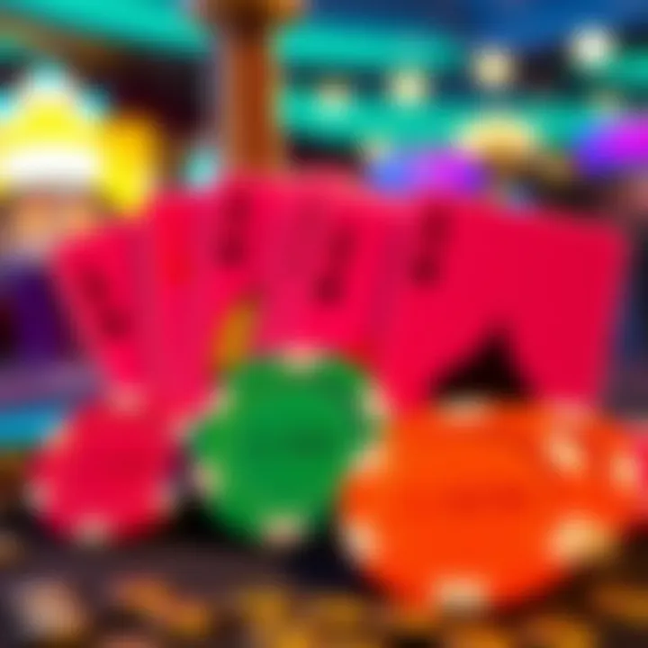 Colorful casino chips and cards representing Big Candy Casino's free chip codes