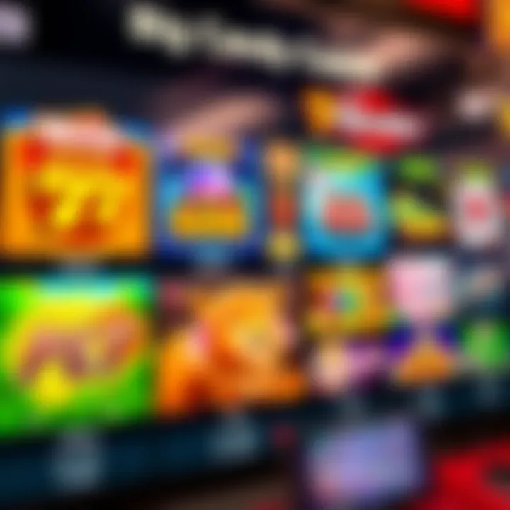 Colorful digital slots and card games icons representing Big Candy Casino's game variety