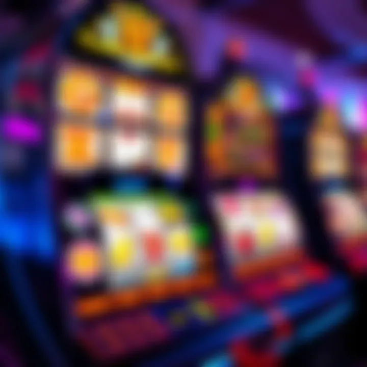 Colorful slot machine with candy-themed symbols and glowing lights
