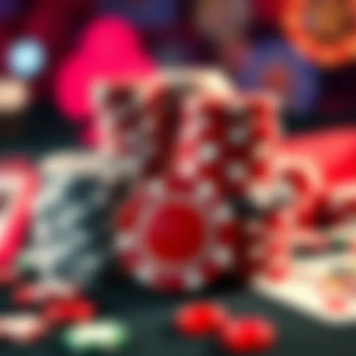 Bright casino chips and playing cards symbolizing online gaming excitement