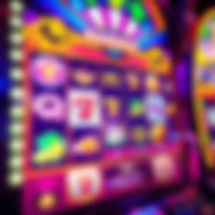 Bright slot machine screen showing casino symbols and bonus rewards