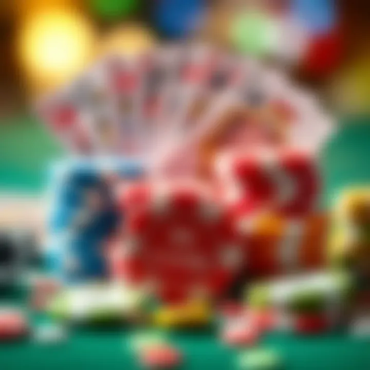 Colorful casino chips and cards representing bonus rewards at Big Candy Casino