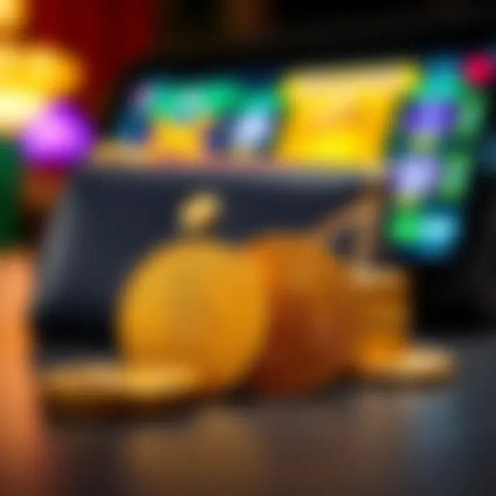 Illustration of Australian dollar coins and digital wallet representing online casino payment options