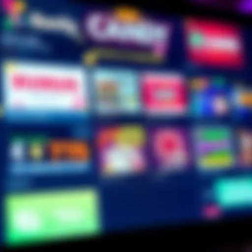 Collection of promotional codes and bonus offers displayed on a digital screen for Big Candy Casino