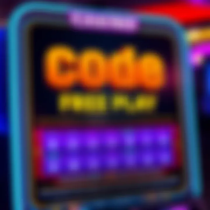 Digital interface showing code redemption for casino free play