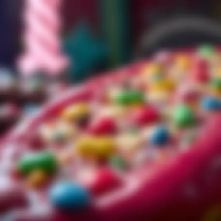 Close-up of a giant candy bar with detailed textures and vibrant colors