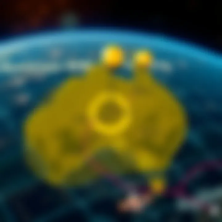 Map showing the coverage area of a Big Candy NDB within Australian airspace alongside other navigation aids
