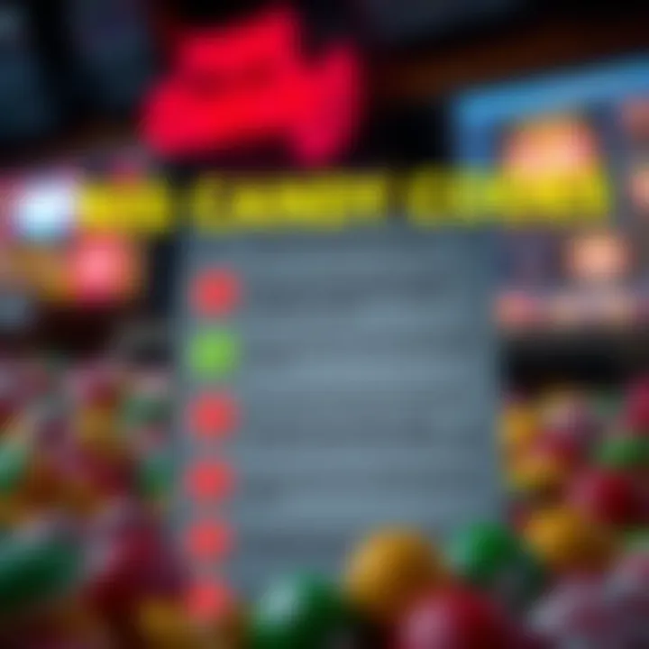 Conceptual graphic of a checklist with candy icons highlighting key tips and precautions