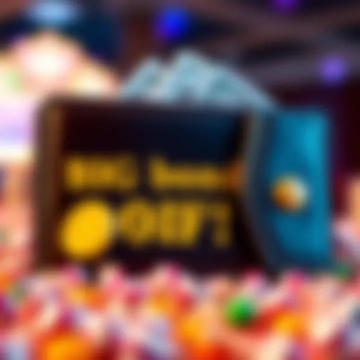 Illustration of virtual casino wallet showing bonus credits and candies symbolizing rewards