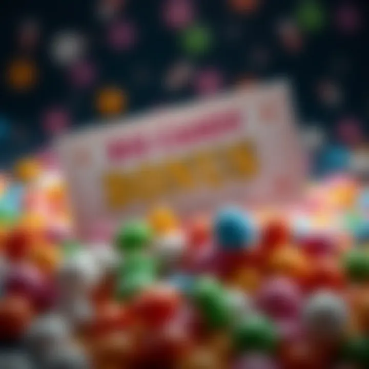 Colorful candy scattered around a promotional coupon symbolizing bonus offers