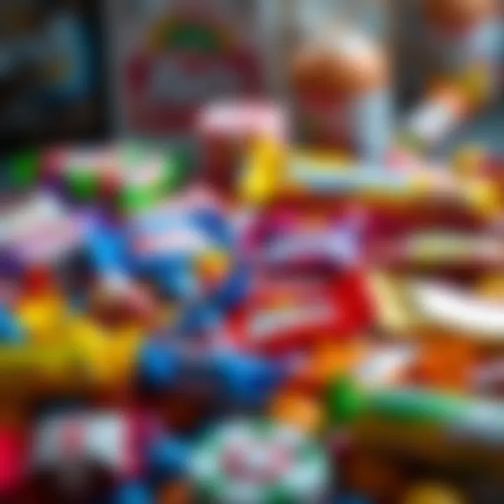 Colorful assortment of popular candy brands featured in a promotional campaign