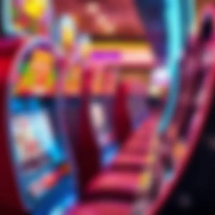 Colorful casino slot machine with bright lights and symbols