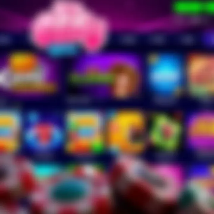 A vibrant online casino interface displaying various slot games available for Australian players