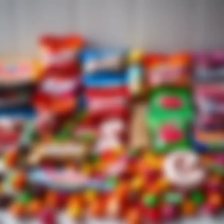 Evolution of Candy Products and Consumer Preferences Variety of classic and modern candy products arranged to show evolution in consumer tastes