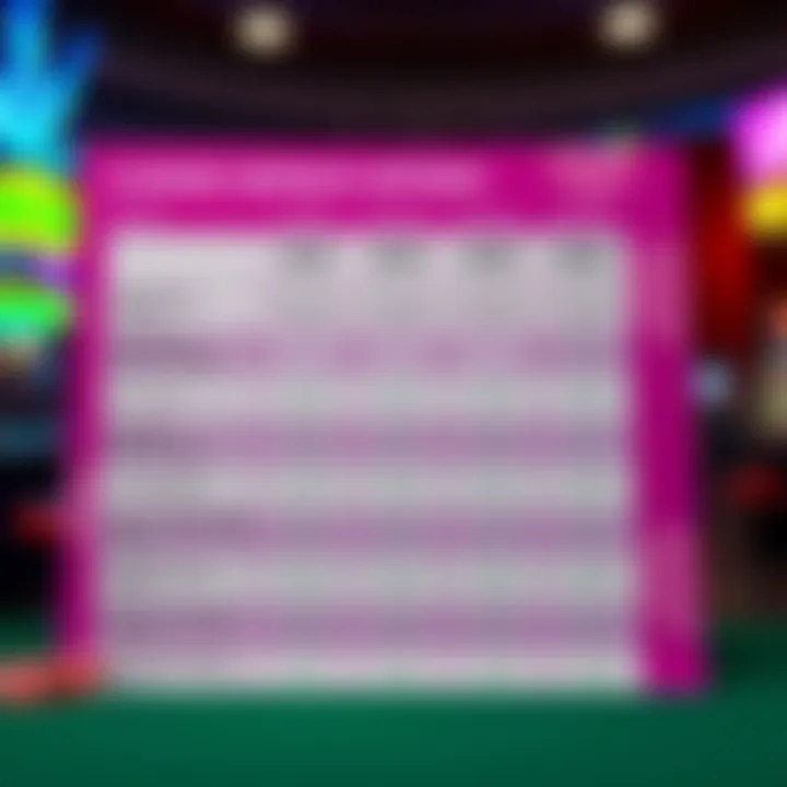 Comparison chart highlighting benefits of various casino bonus offers