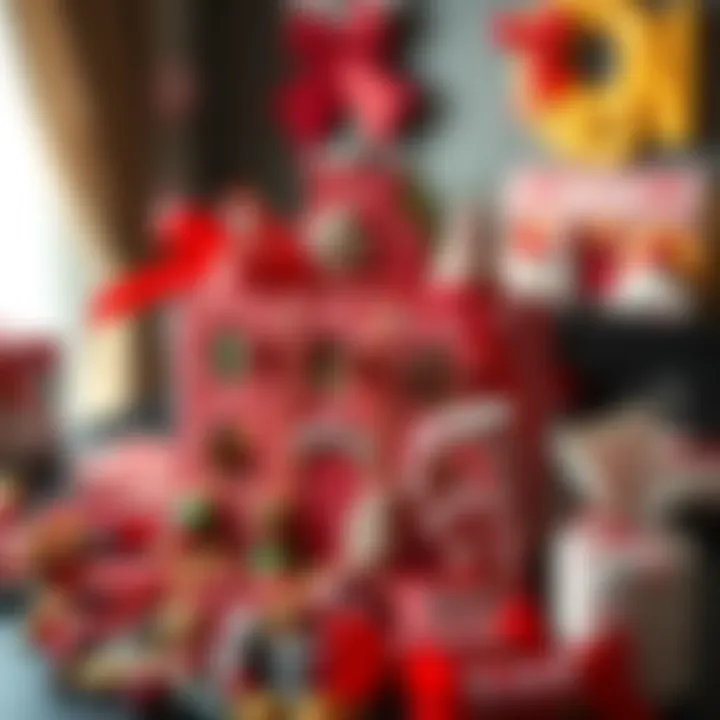 Creative use of candy advent calendar as a decorative gift with festive wrapping and ribbons