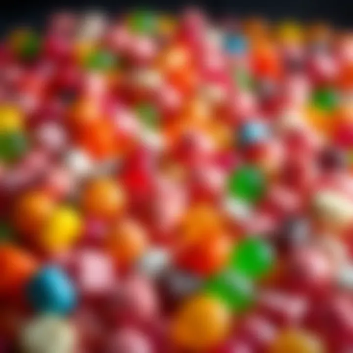 Variety of colorful candies showcasing different shapes and textures