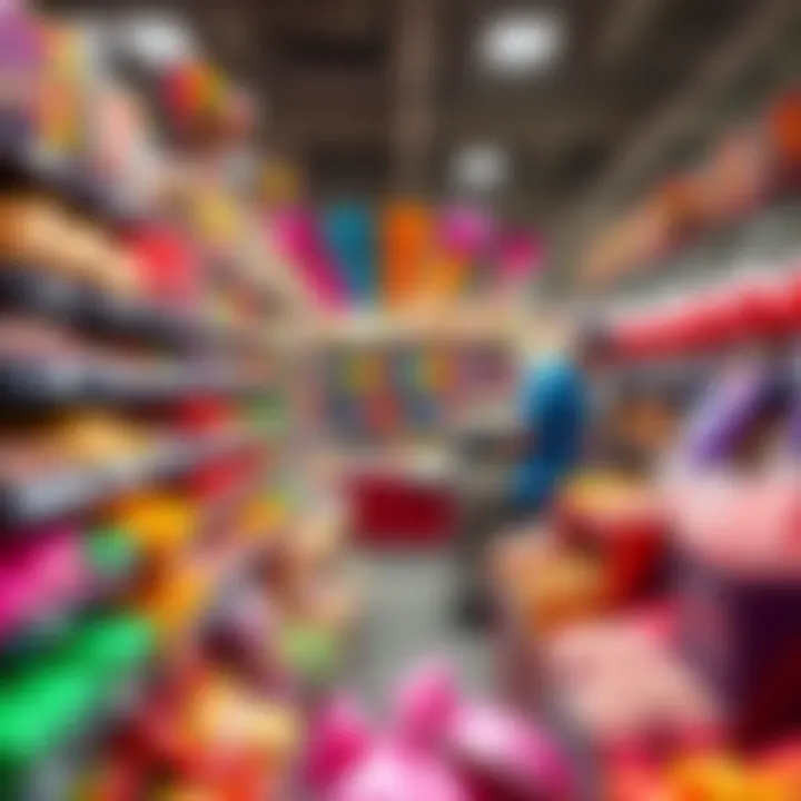 Colorful assortment of candies displayed on shelves in a large candy store